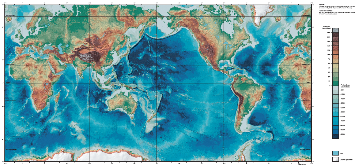 Carte des fonds marins océaniques