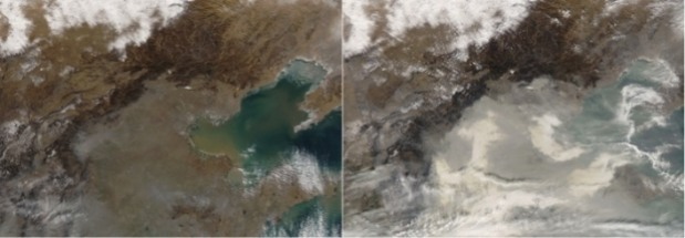 Pollution en Chine vue par IASI sur MODIS