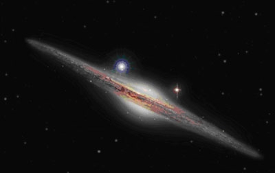 Vue d'artiste de la galaxie HLX-1 - crédit : ESA